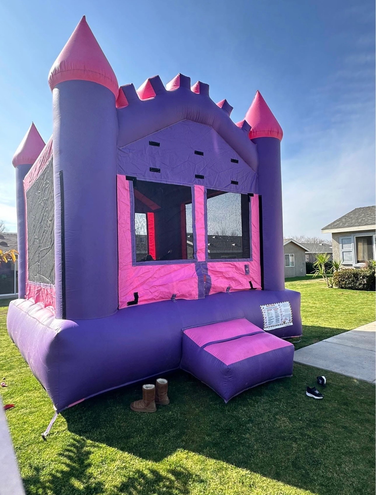 Pink & purple princess castle bounce house
